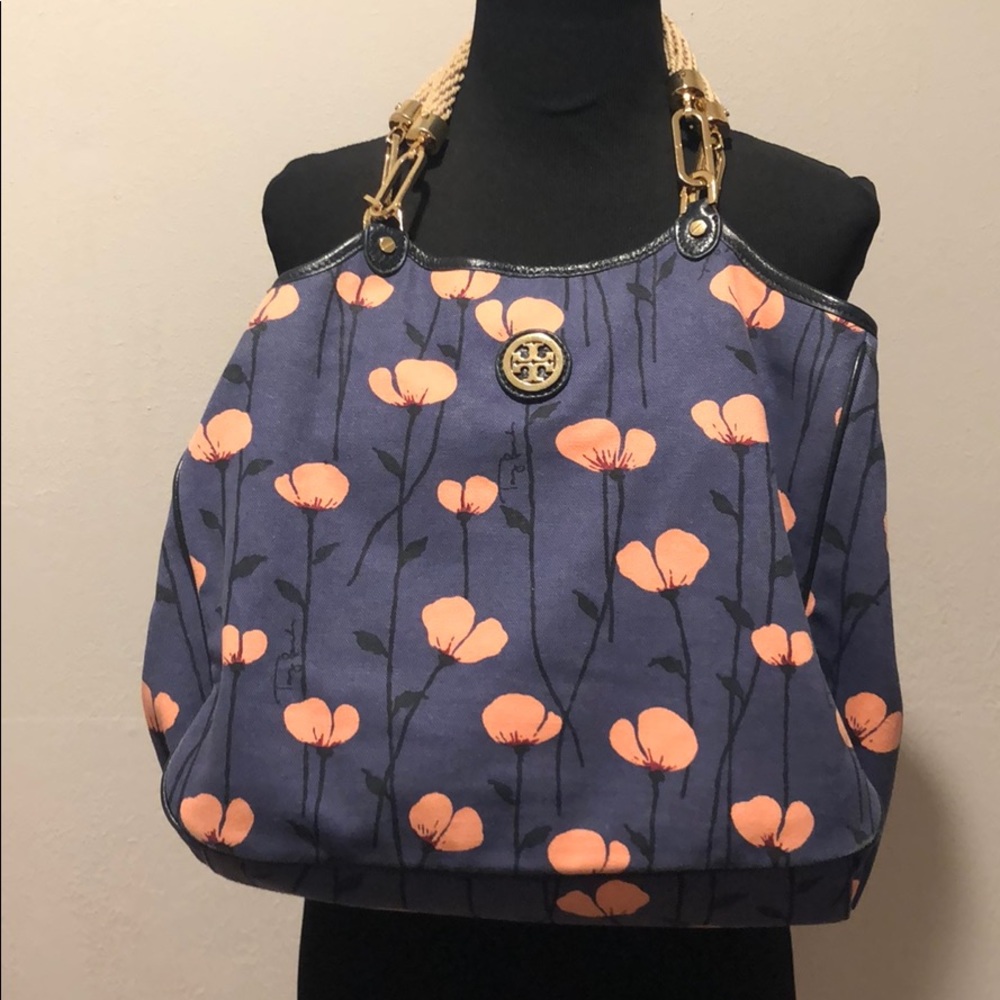 Authentic Tory burch tote bag soft rope handle